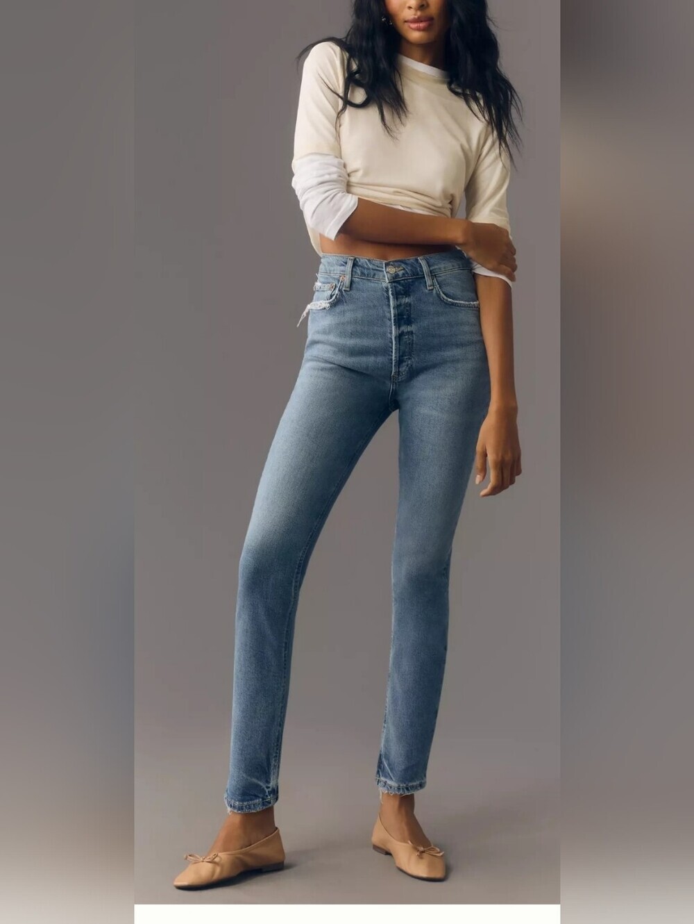 Agolde Light Blue Nico High Rise Slim Straight Jeans Size 28 - Picture 2 of 12